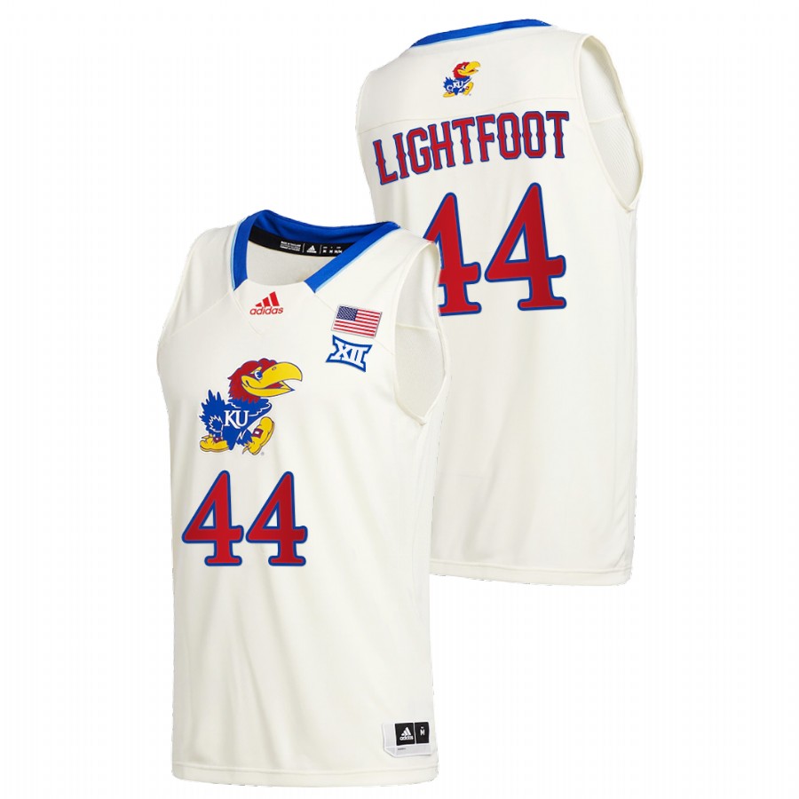 Men Kansas Jayhawks Mitch Lightfoot College Basketball 2020-21 New Season Jersey Cream