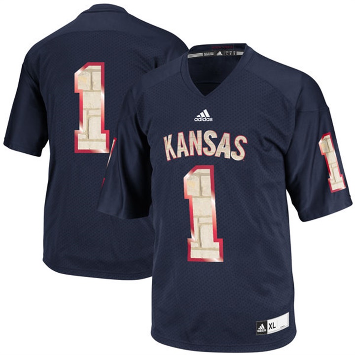 Men Kansas Jayhawks Navy NCAA Limestone Football Jersey