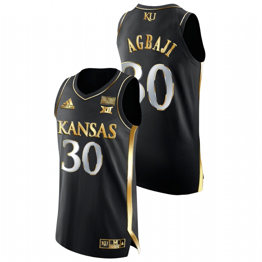 Men Kansas Jayhawks Ochai Agbaji 2021-22 Authentic Basketball Jersey Black