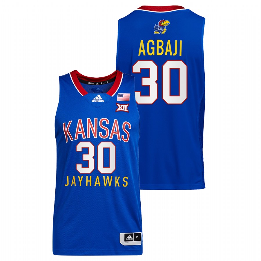 Men Kansas Jayhawks Ochai Agbaji Throwback Jersey Royal