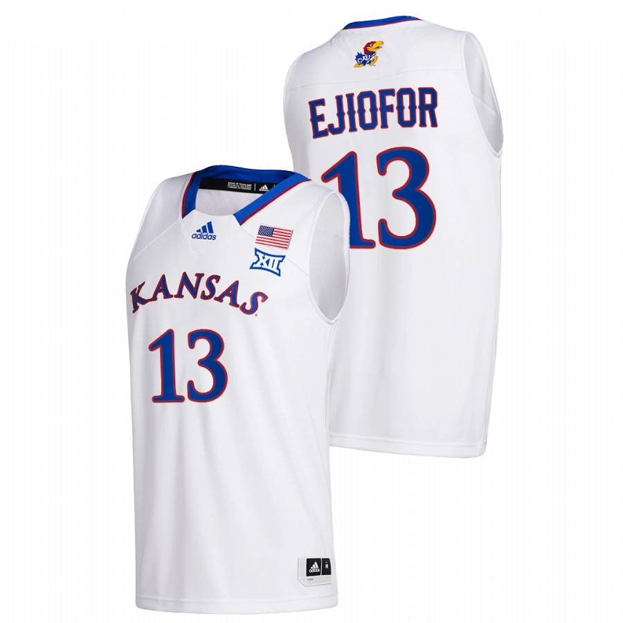 Men Kansas Jayhawks Zuby Ejiofor College Basketball 2021-22 Class of 2022 Jersey White