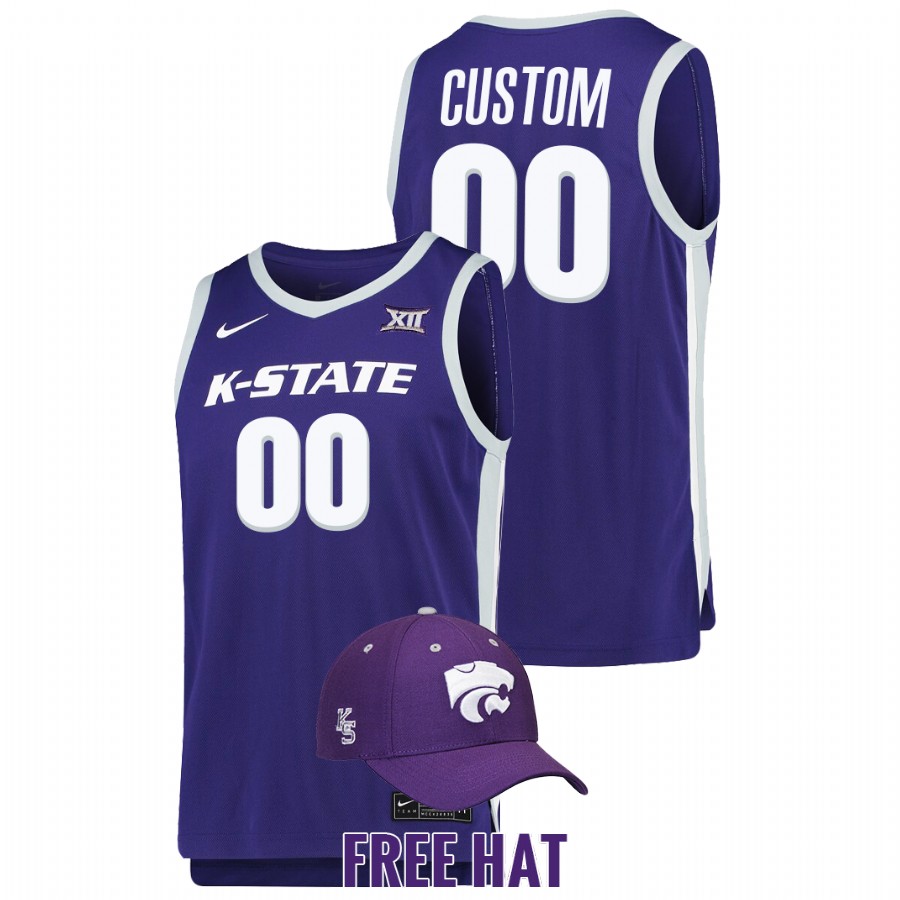 Men Kansas State Wildcats Custom 2022 Free Hat Jersey Purple
