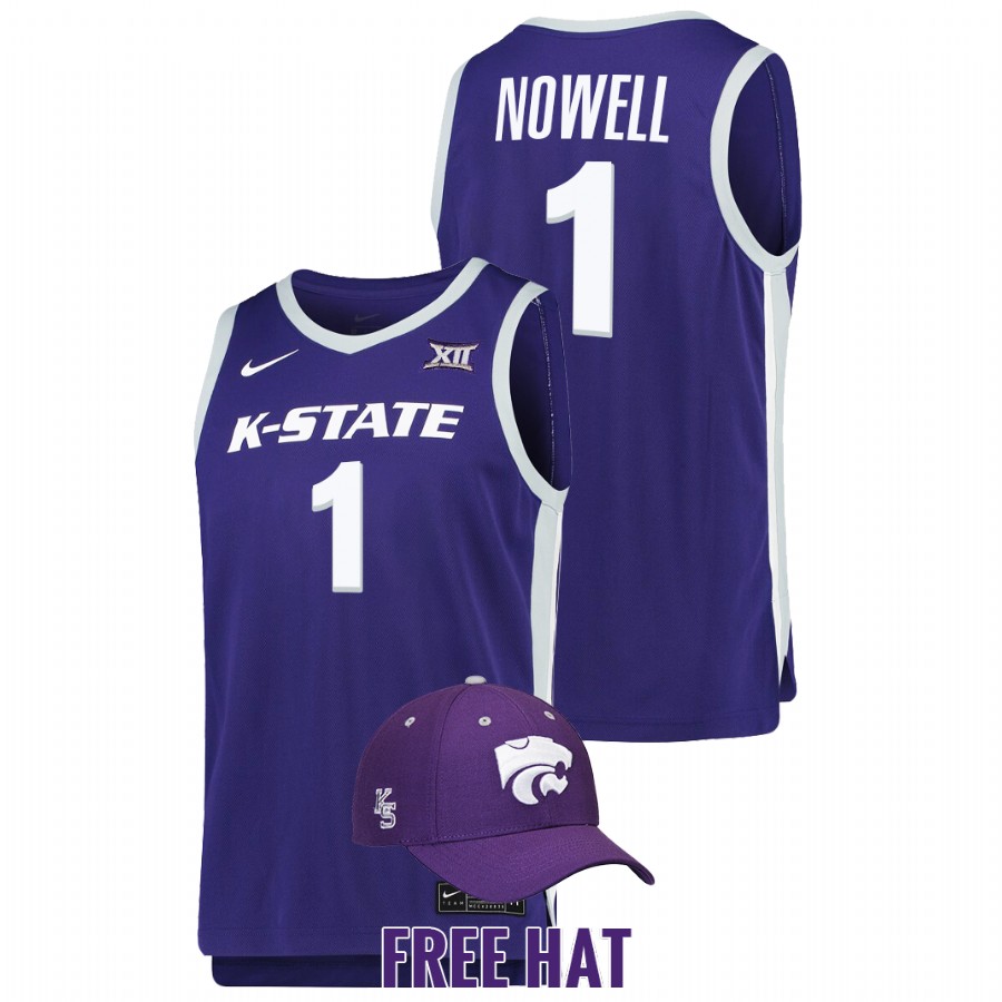 Men Kansas State Wildcats Markquis Nowell 2022 Free Hat Jersey Purple