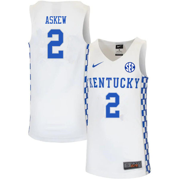 Men Kentucky Wildcats #2 Devin Askew Nike White Basketball Swingman Jersey