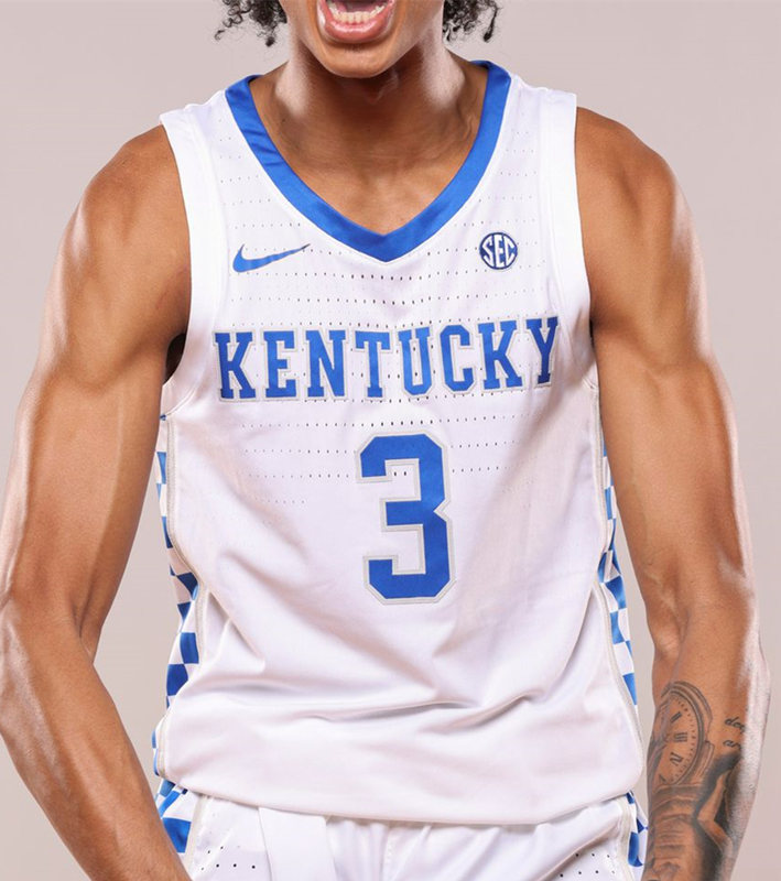 Men Kentucky Wildcats #3 Brandon Boston Jr. Nike 2021 White Blue Neck College Basketball Game Jersey
