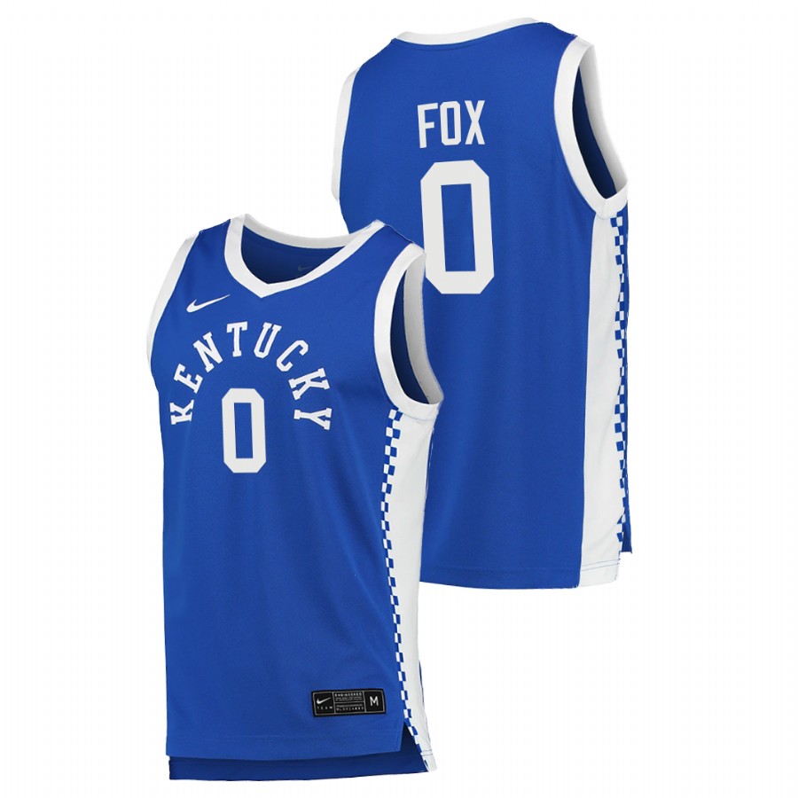 Men Kentucky Wildcats De'Aaron Fox College Basketball 2020-21 Jersey Blue