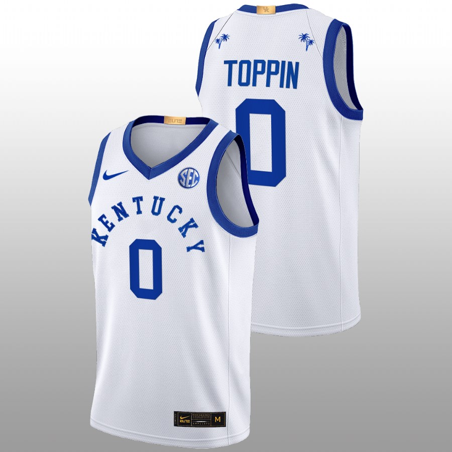 Men Kentucky Wildcats Jacob Toppin Basketball Jersey White