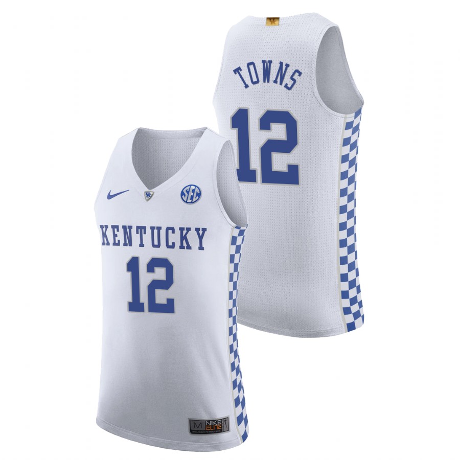 Men Kentucky Wildcats Karl-Anthony Towns Jersey White