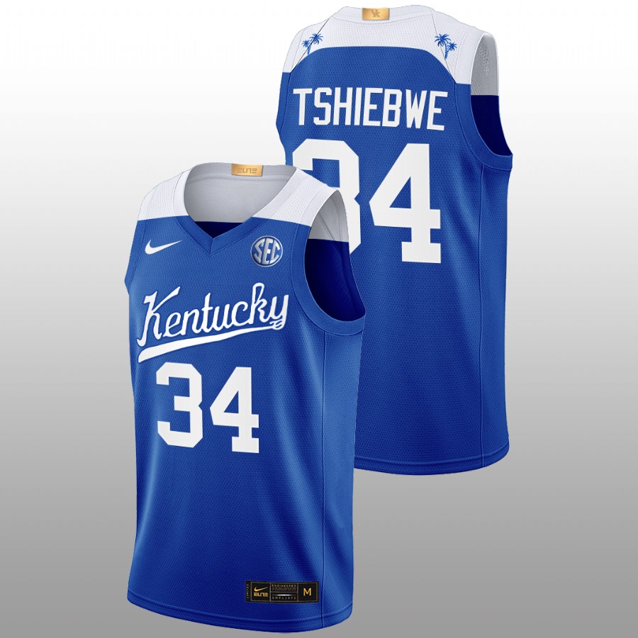 Men Kentucky Wildcats Oscar Tshiebwe 2022-23 Elite Jersey Blue