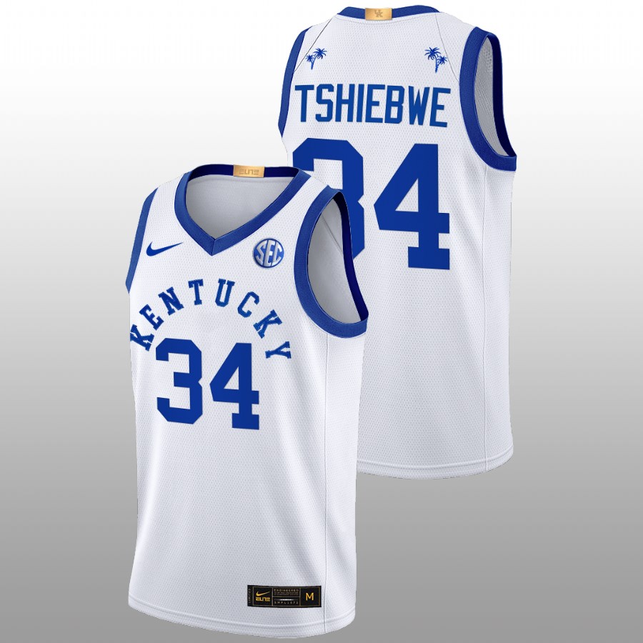 Men Kentucky Wildcats Oscar Tshiebwe Basketball Jersey White