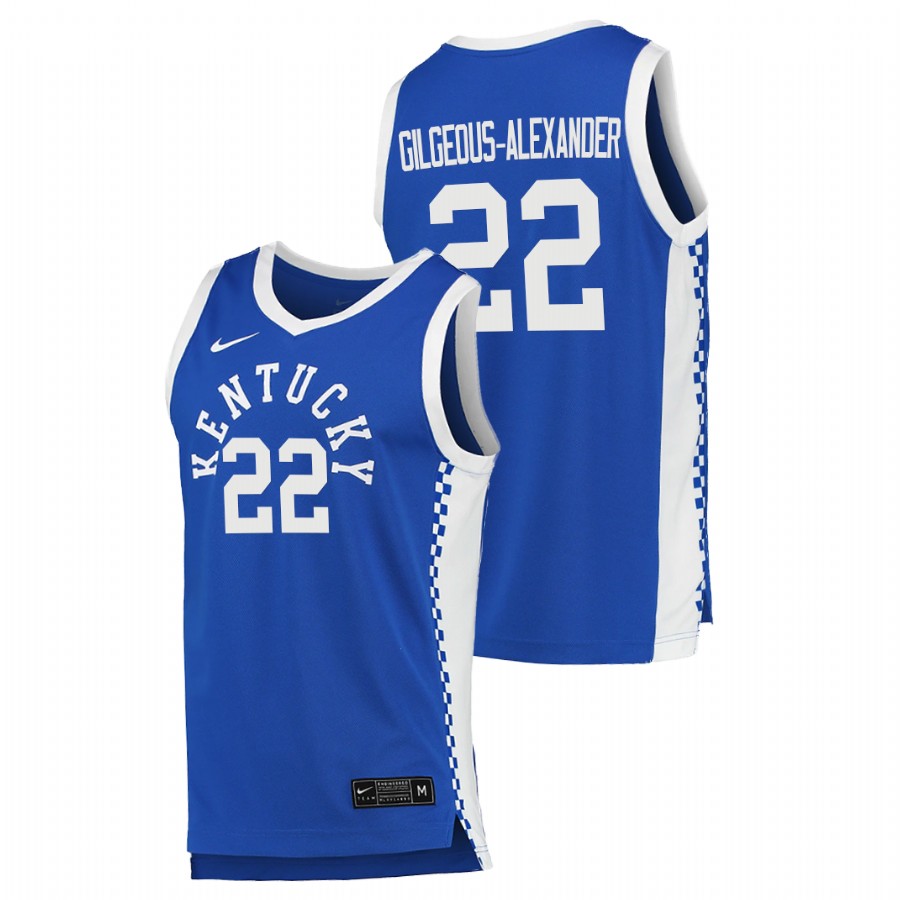 Men Kentucky Wildcats Shai Gilgeous-Alexander College Basketball 2020-21 Jersey Blue