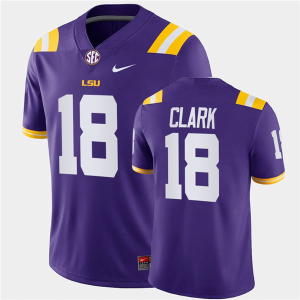 Men LSU Tigers #18 Damone Clark Purple College Football Game Jersey