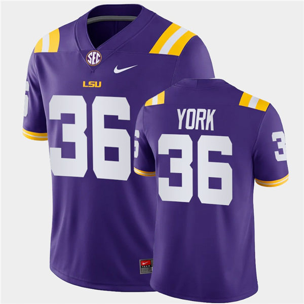 Men LSU Tigers #36 Cade York Purple College Football Game Jersey