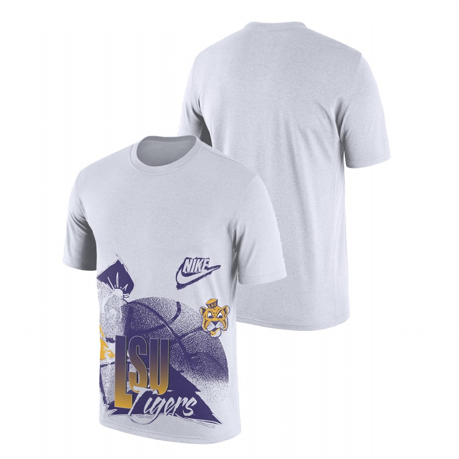 Men LSU Tigers 90s-style College Basketball T-Shirt White