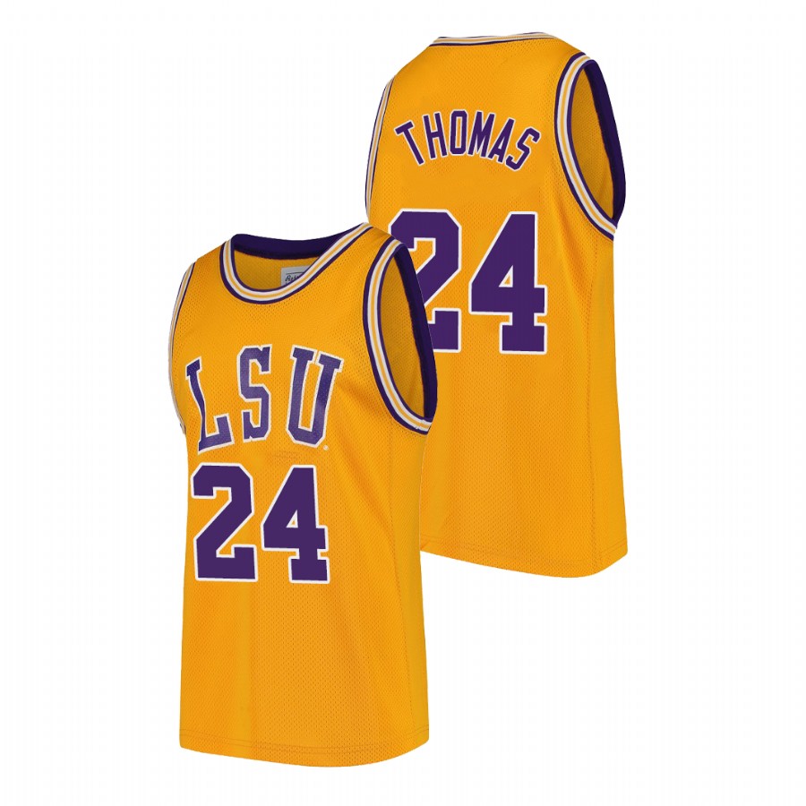 Men LSU Tigers Cameron Thomas College Basketball 2021 NBA Draft Prospect Jersey Gold