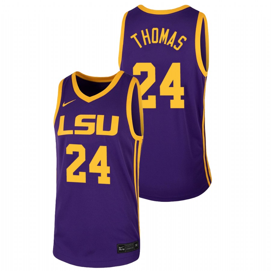 Men LSU Tigers Cameron Thomas College Basketball 2021 NBA Top Draft Jersey Purple