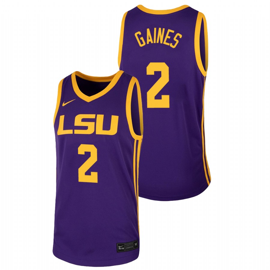 Men LSU Tigers Eric Gaines 2022 Jersey Purple