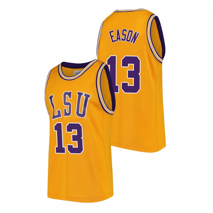 Men LSU Tigers Tari Eason 2021 transfer Jersey Gold