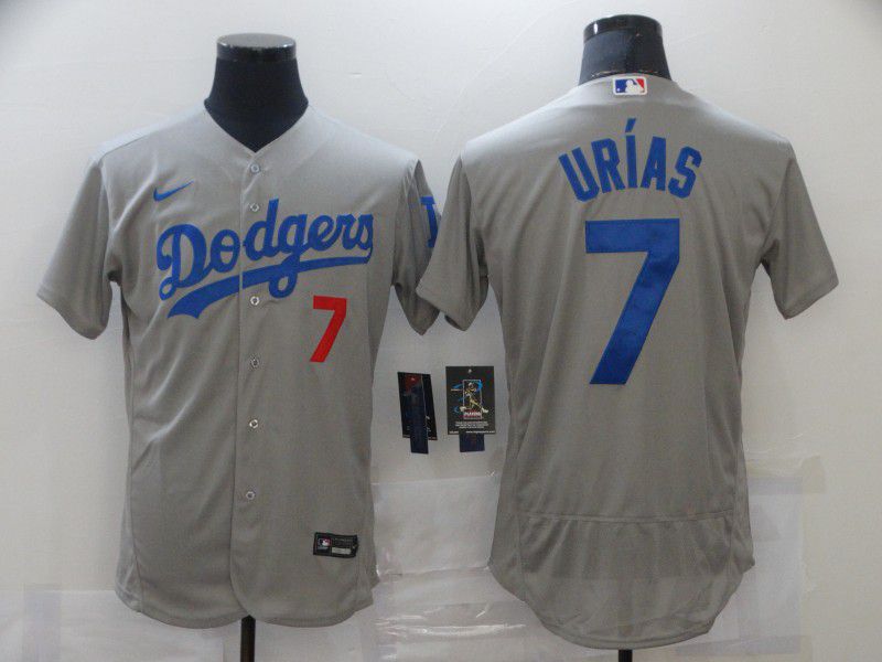 Men Los Angeles Dodgers 7 Urias Grey Elite Nike MLB Jerseys的副本