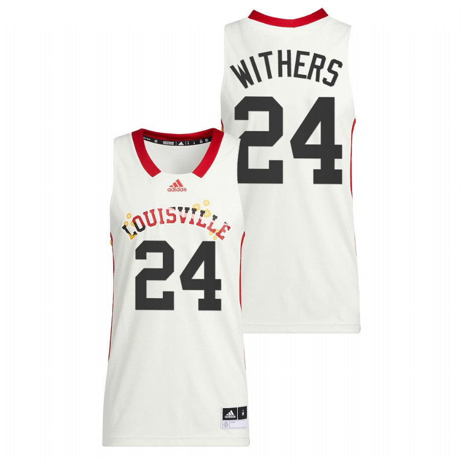 Men Louisville Cardinals Jae'Lyn Withers 2022 Basketball Jersey White