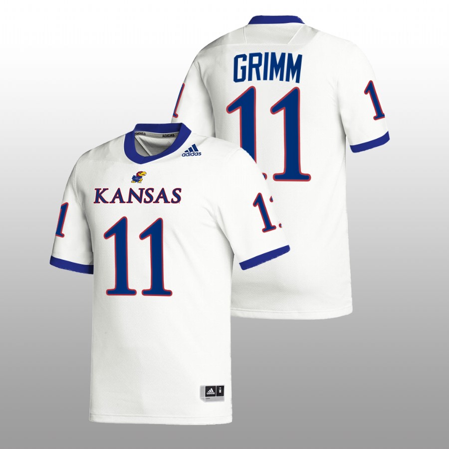 Men Luke Grimm Premier Football Kansas Jayhawks 2022 Jersey White