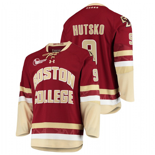 Men Maroon Boston College Eagles Logan Hutsko College Hockey Jersey
