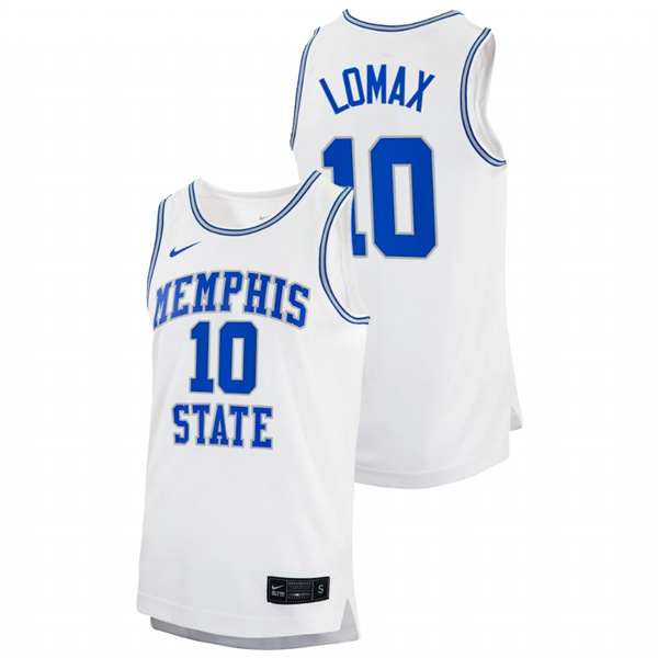 Men Memphis Tigers Alex Lomax 2022 College Basketball Jersey White Men's Jersey Alex Lomax Memphis Tigers 2022 College Basketball White Jersey