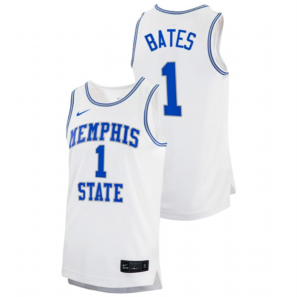 Men Memphis Tigers Emoni Bates 2022 College Basketball Jersey White Men's Jersey Emoni Bates Memphis Tigers 2022 College Basketball White Jersey