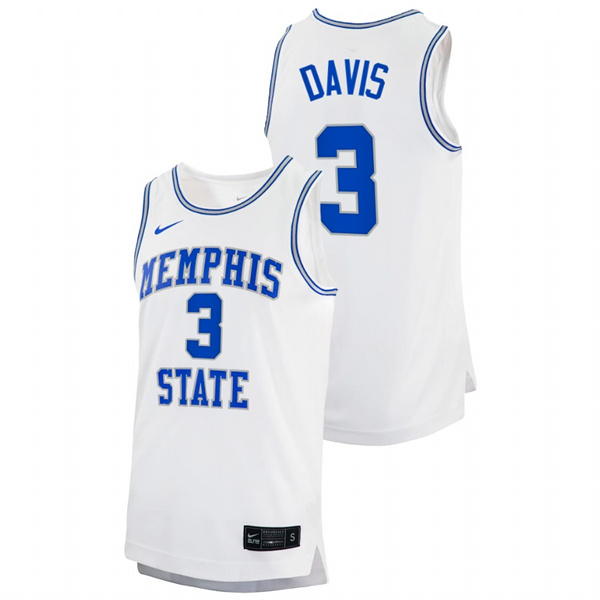 Men Memphis Tigers Kendric Davis 2022-23 Jersey White Men's Jersey Kendric Davis Memphis Tigers 2022-23 White Jersey