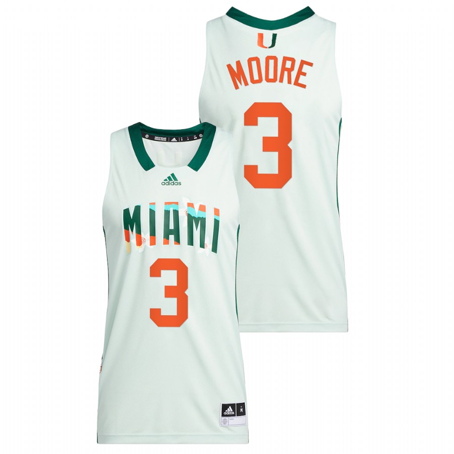 Men Men's Jersey Miami Hurricanes Charlie Moore White Honoring Black Excellence Basketball Jersey