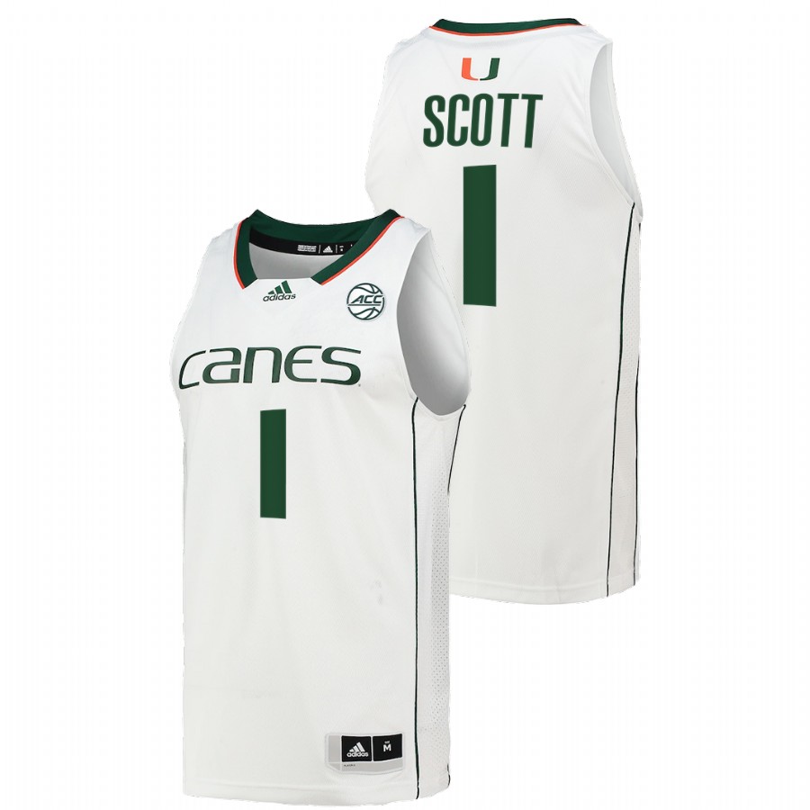 Men Men's Jersey Miami Hurricanes Durand Scott White College Basketball Alumni Jersey