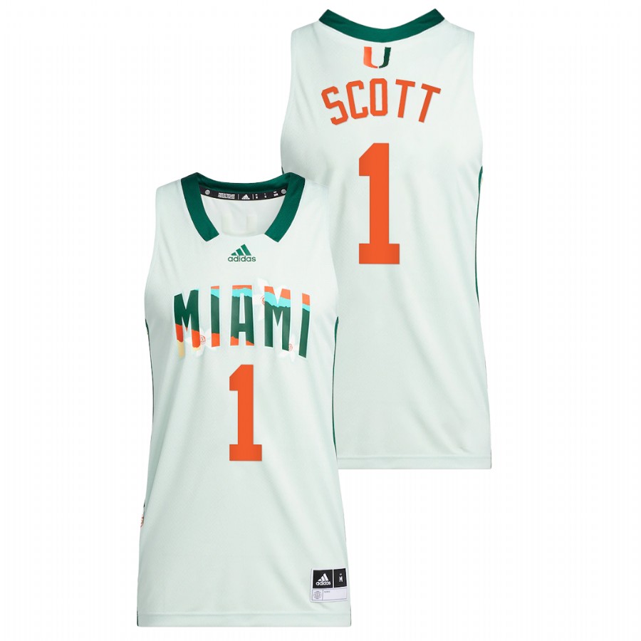 Men Men's Jersey Miami Hurricanes Durand Scott White Honoring Black Excellence Alumni Basketball Jersey