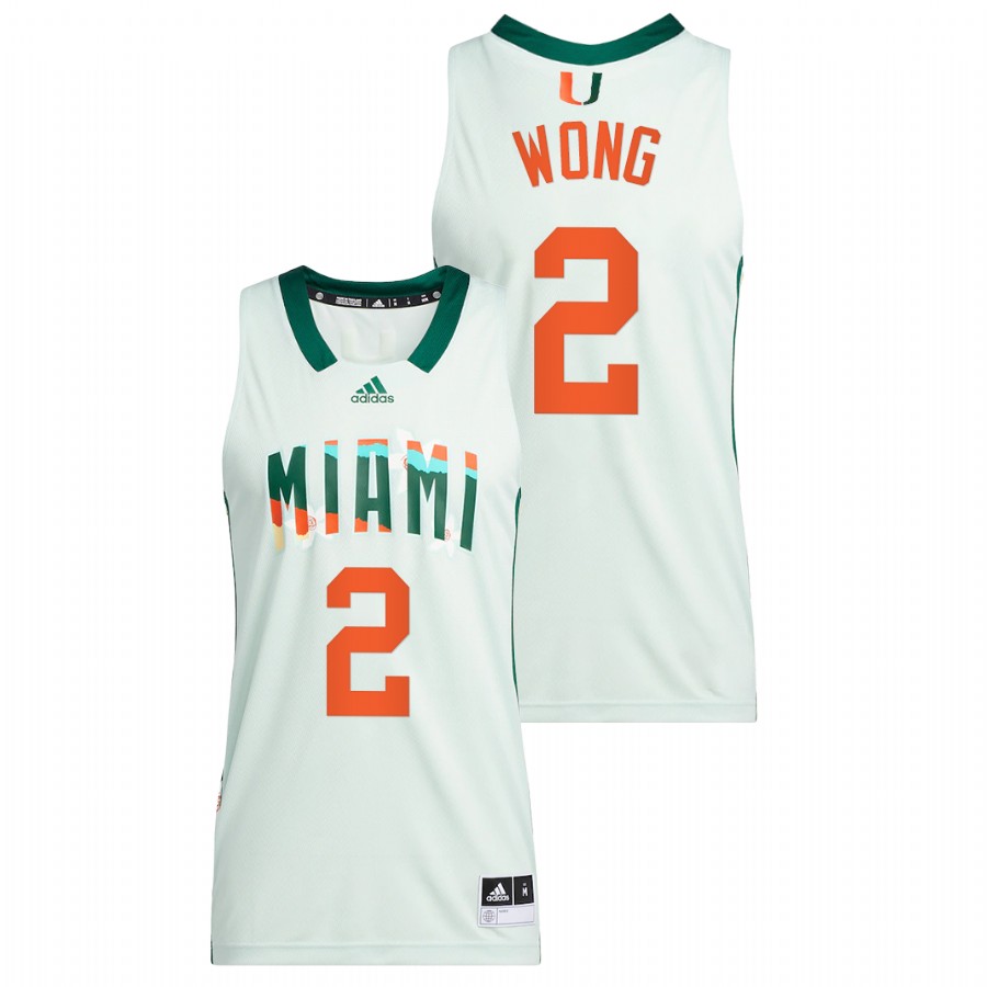 Men Men's Jersey Miami Hurricanes Isaiah Wong White Honoring Black Excellence Basketball Jersey