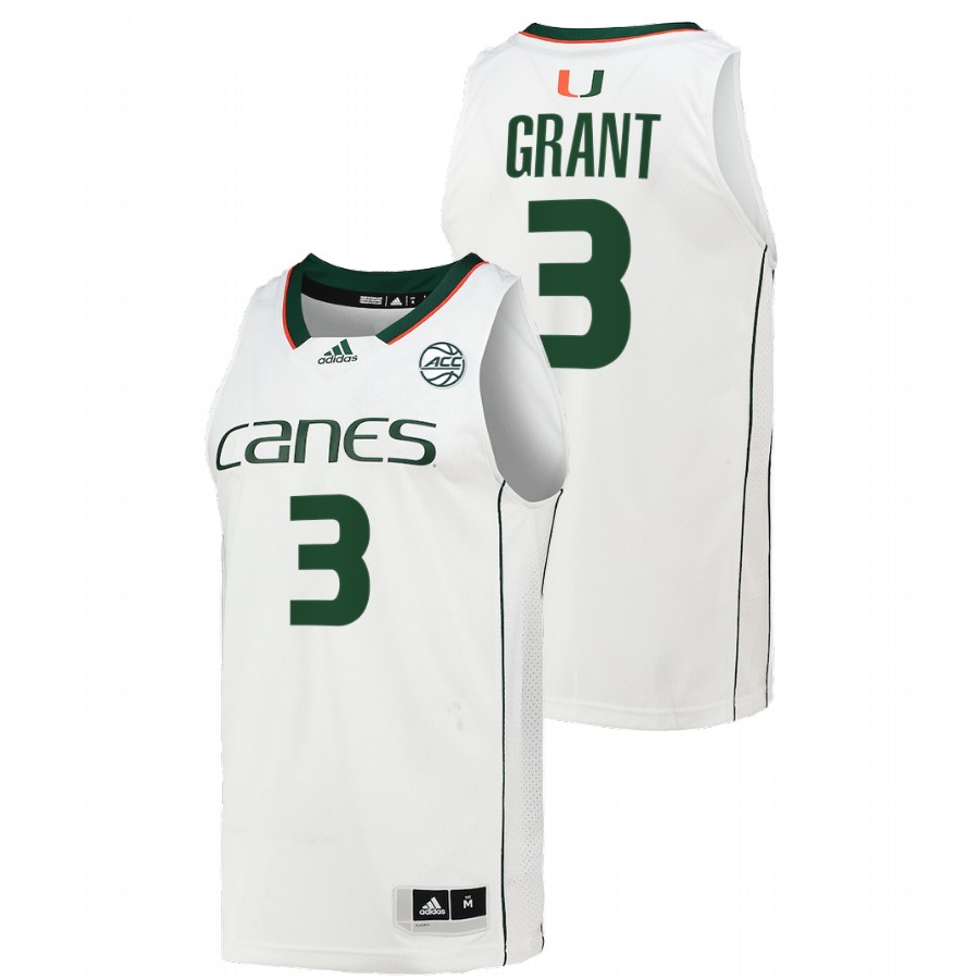 Men Men's Jersey Miami Hurricanes Malcolm Grant White College Basketball Alumni Jersey