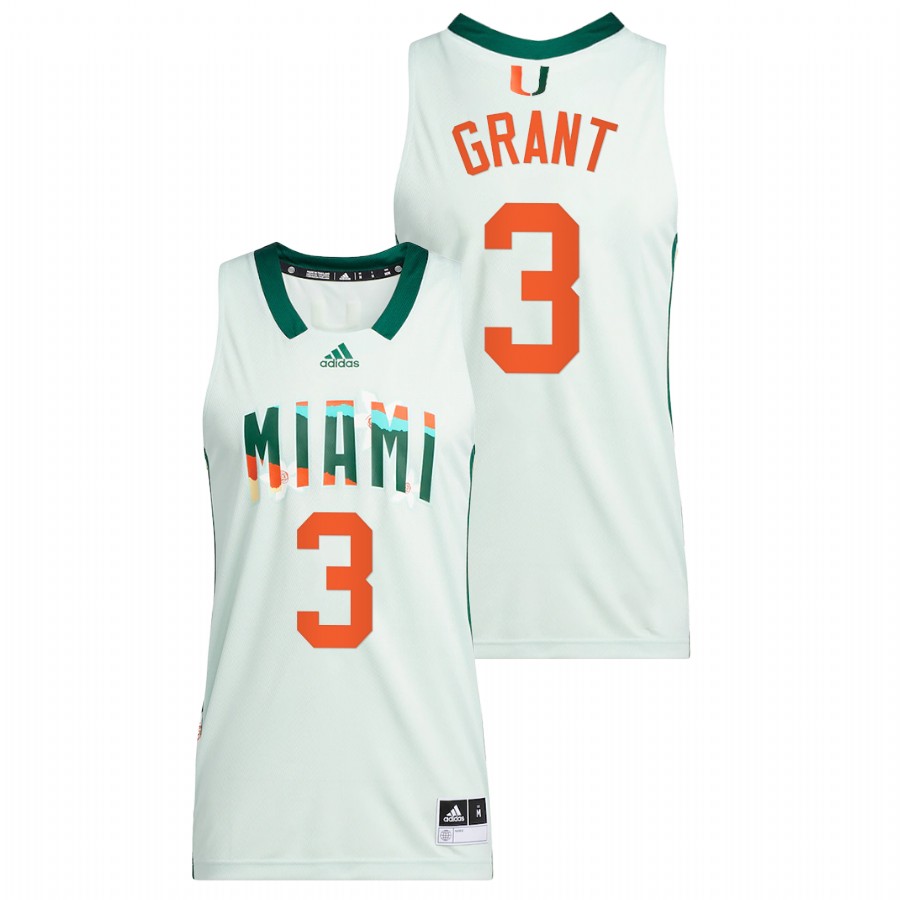 Men Men's Jersey Miami Hurricanes Malcolm Grant White Honoring Black Excellence Alumni Basketball Jersey