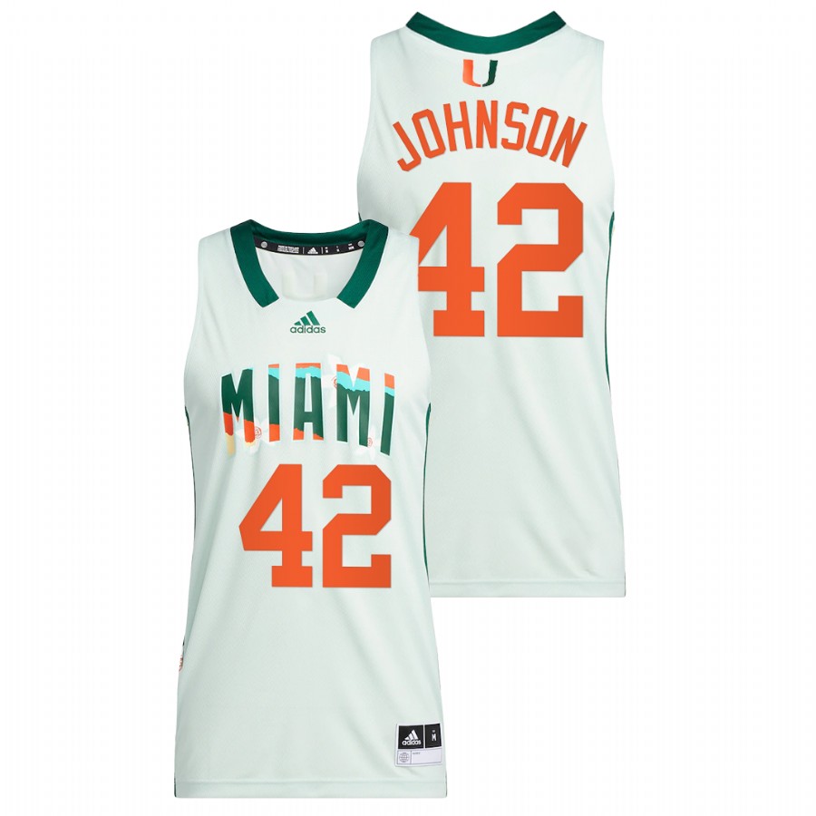 Men Men's Jersey Miami Hurricanes Reggie Johnson White Honoring Black Excellence Alumni Basketball Jersey