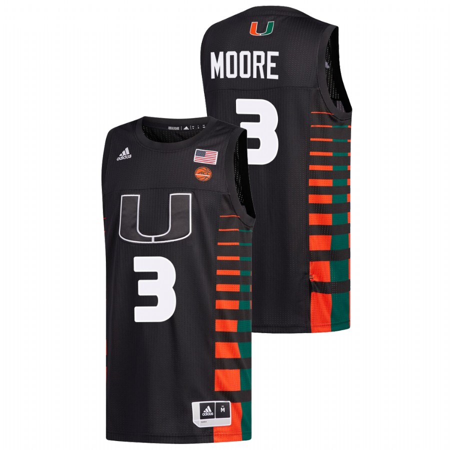 Men Miami Hurricanes Charlie Moore 2022 Jersey Black Men's Jersey