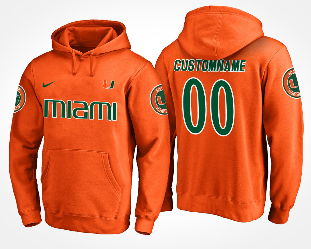 Men Miami Hurricanes Orange Custom Name And Number Hoodie Men's Hoodie