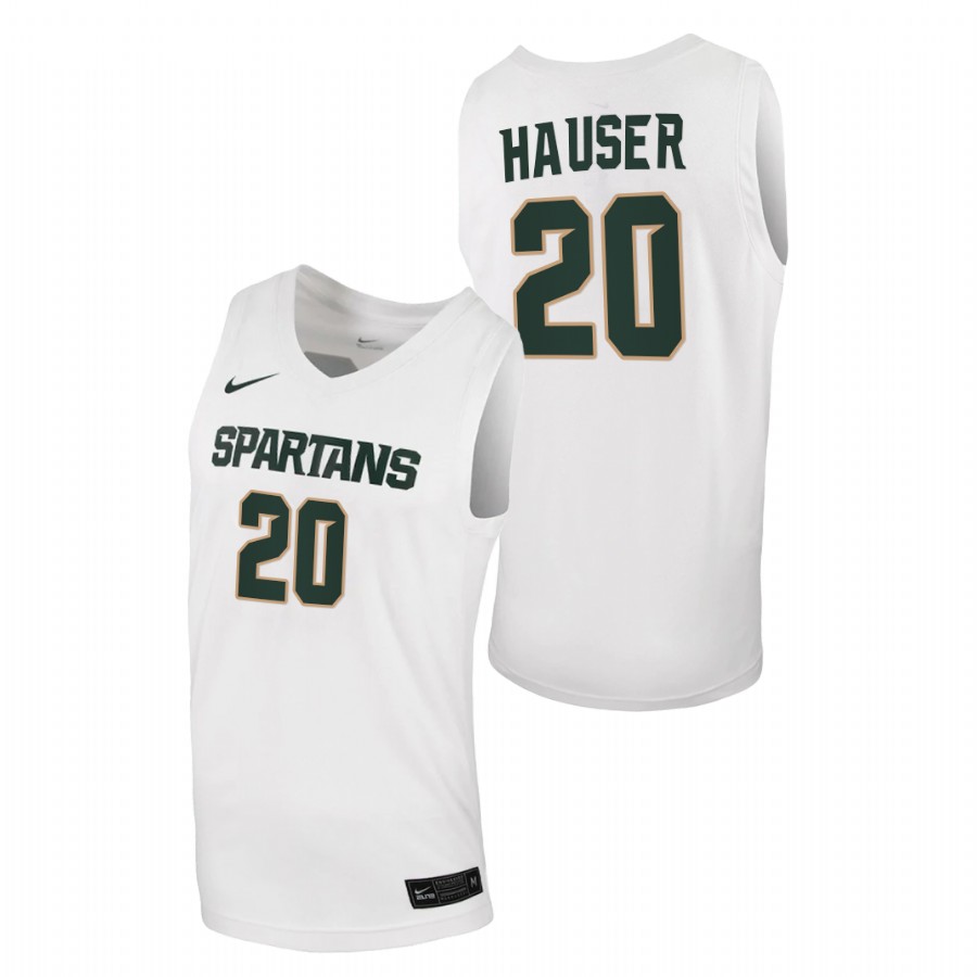 Men Michigan State Spartans  Joey Hauser Basketball White Jersey
