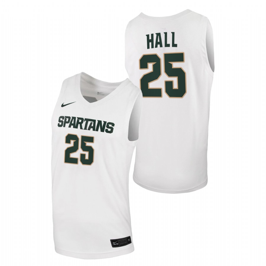 Men Michigan State Spartans Malik Hall  Basketball Jersey White Men's Jersey