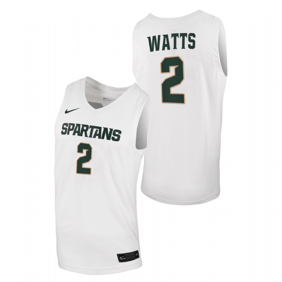 Men Michigan State Spartans Rocket Watts  Basketball Jersey White Men's Jersey 