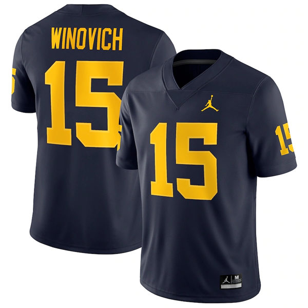 Men Michigan Wolverines #15 Chase Winovich Navy College Football Game Jersey
