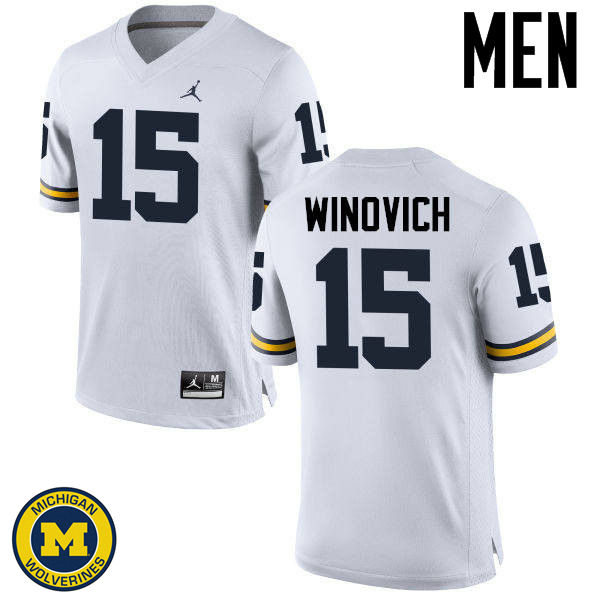 Men Michigan Wolverines #15 Chase Winovich White College Football Game Jersey