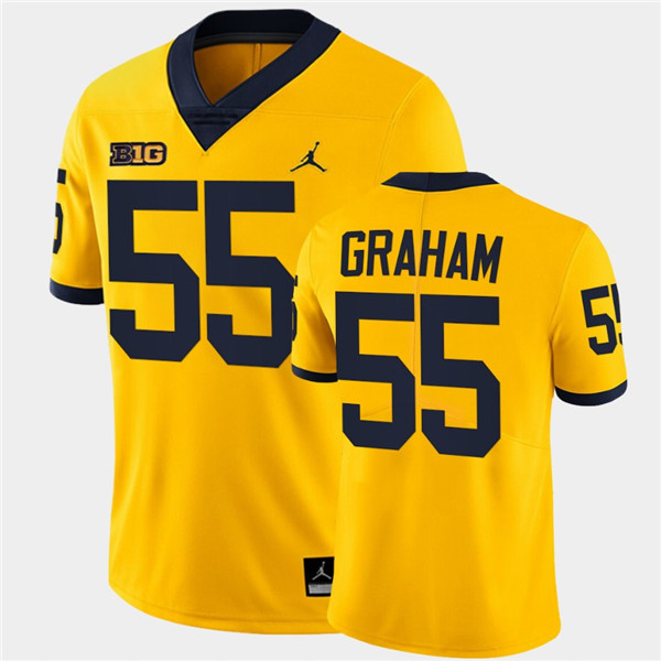 Men Michigan Wolverines #55 Brandon Graham Maize Jordan Brand College Football Game Jersey