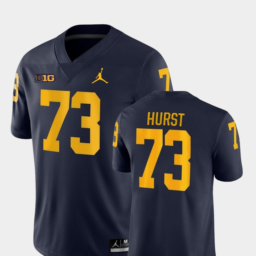 Men Michigan Wolverines #73 Maurice Hurst Navy Jordan Brand College Football Game Jersey