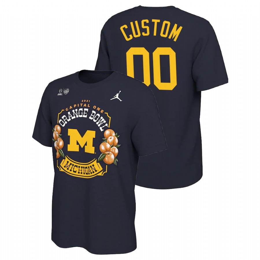Men Michigan Wolverines 2021 Orange Bowl Custom Navy T-Shirt 