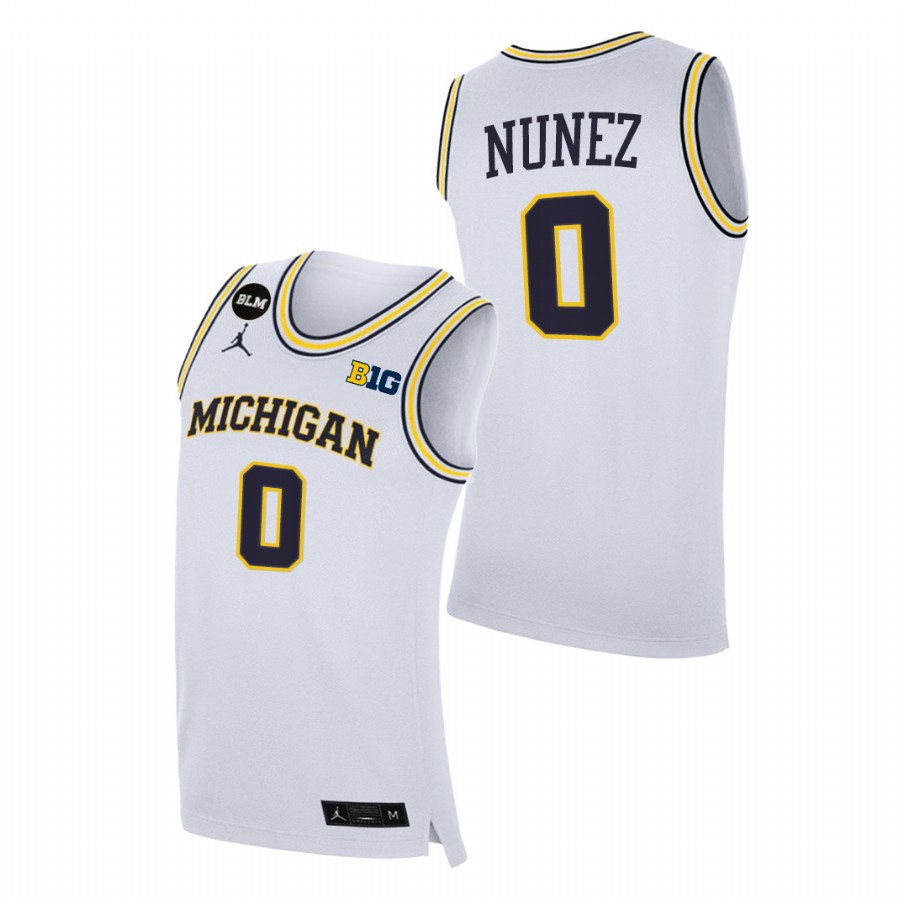 Men Michigan Wolverines Adrien Nunez College Basketball BLM Jersey White