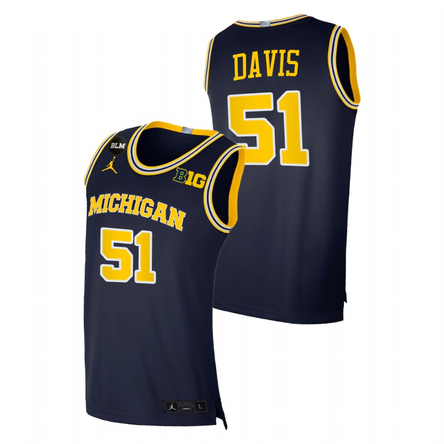 Men Michigan Wolverines Austin Davis College Basketball BLM Jersey Navy