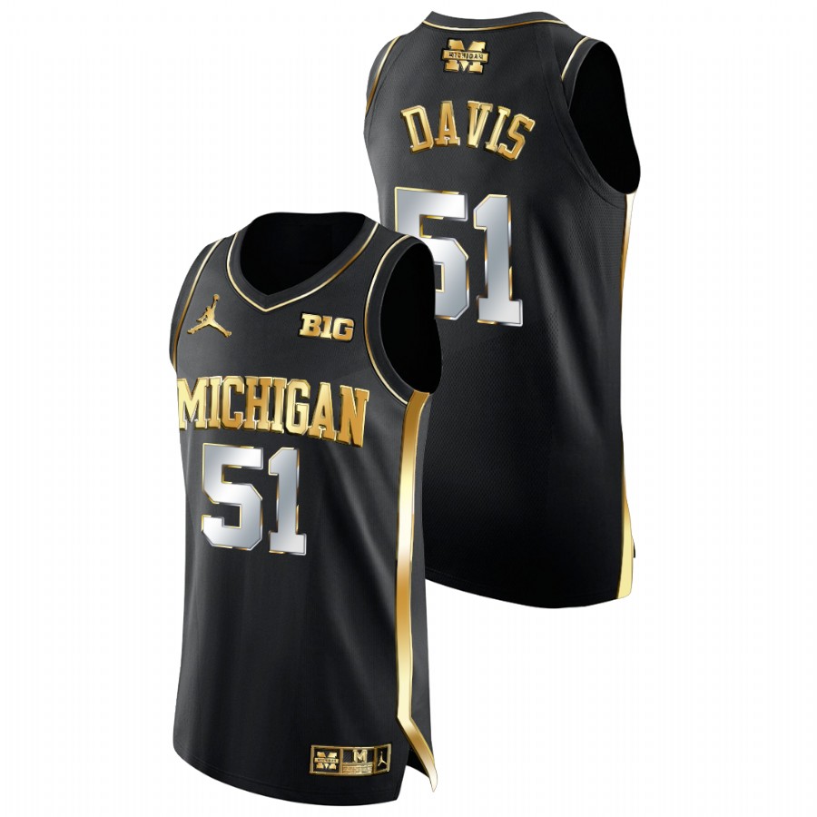 Men Michigan Wolverines Austin Davis Golden Edition College Basketball Jersey Black