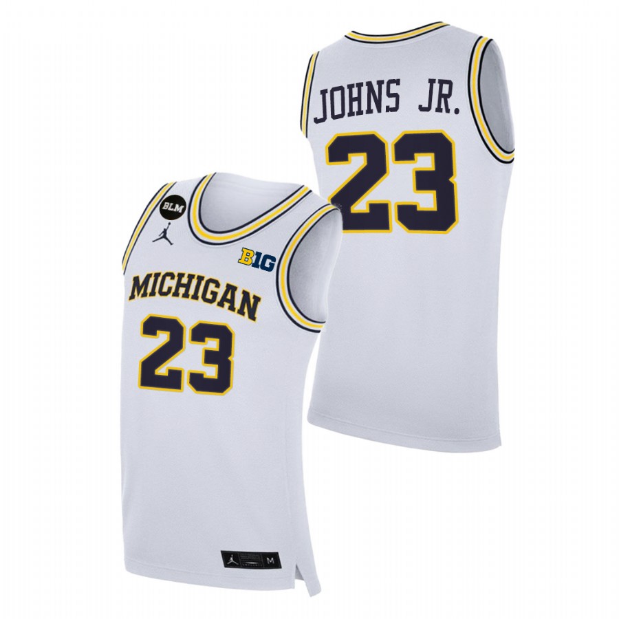 Men Michigan Wolverines Brandon Johns Jr. College Basketball BLM Jersey White